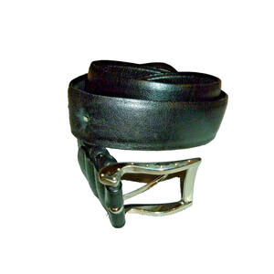 Vintage CLAUDIO ORCIANI Belt Black‎ Silver Buckle Made Italy Sz 32